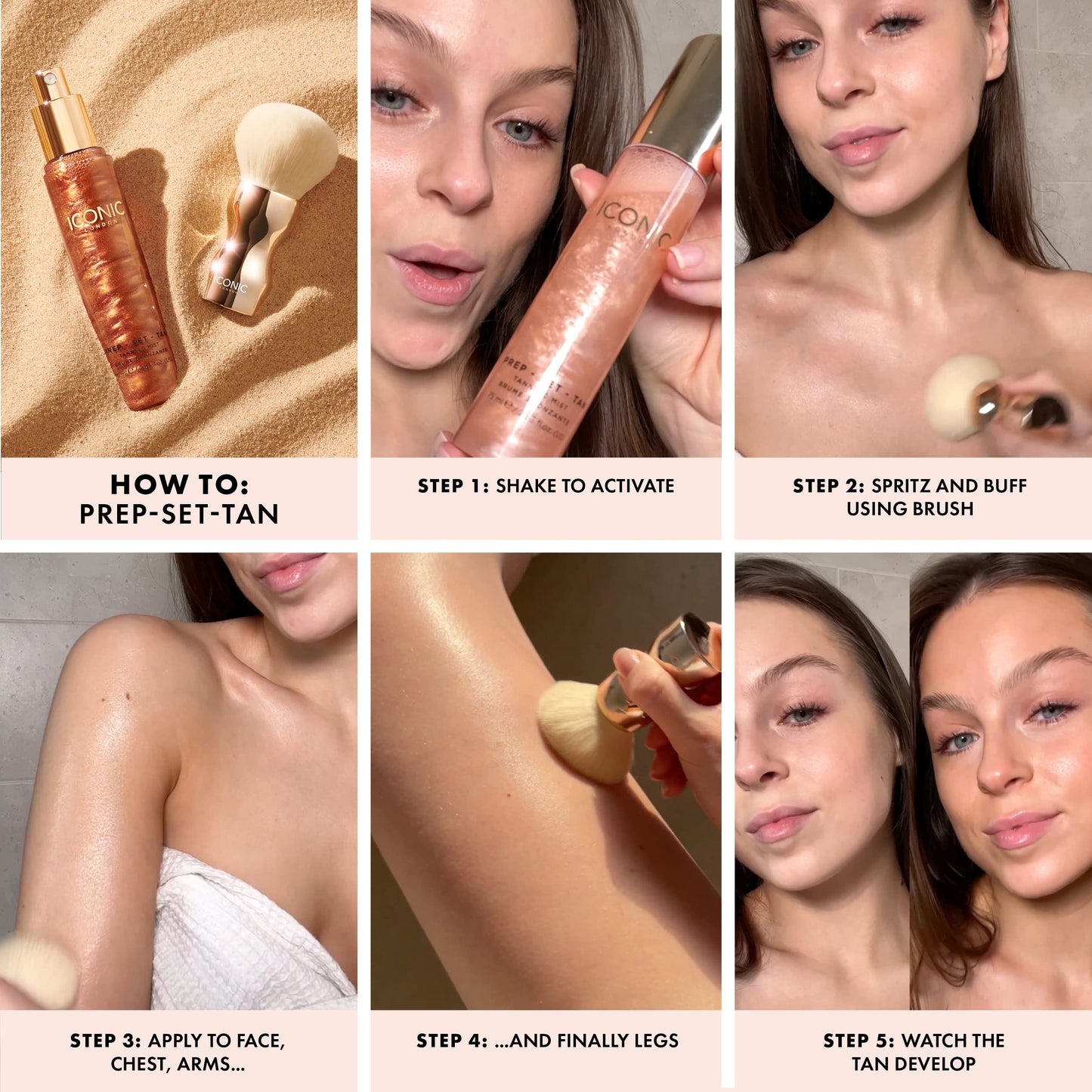 ICONIC LONDON Prep-Set-Tan Glow | Shimmering Self Tanning Facial Mist with Hyaluronic Acid, Cruelty-Free, Vegan Makeup, 2.53 Fl oz ICONIC LONDON buy supplements Au
