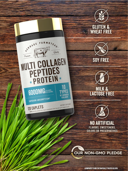 Carlyle Multi Collagen Peptides 6000mg | 120 Caplets | 10 Types of Advanced Collagen with Protein | Non-GMO, Gluten Free Supplement | by Herbage Farmstead Carlyle buy supplements Au