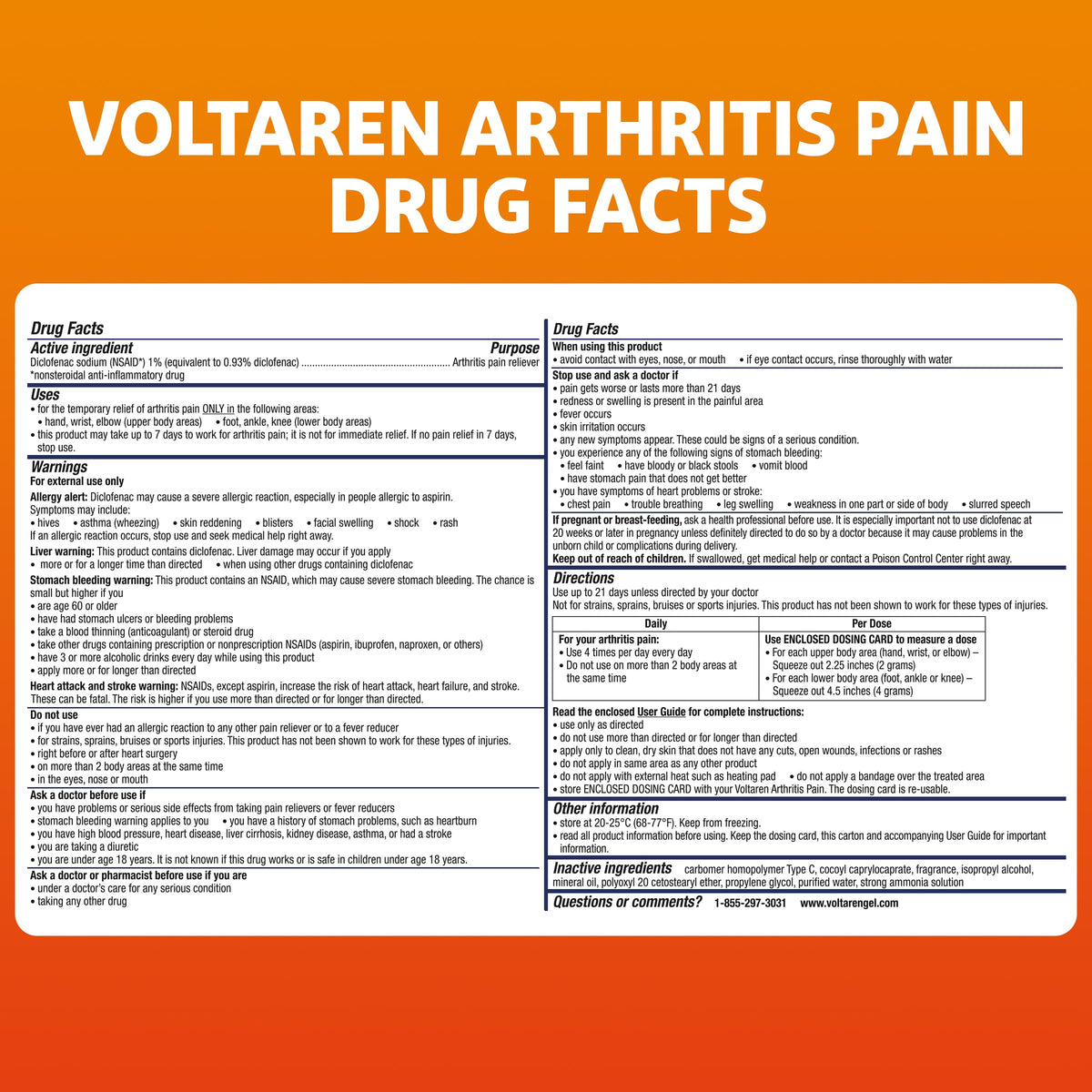 Voltaren Arthritis Pain Relief Gel, Diclofenac Sodium, 1% (NSAID), Clinically Proven Powerful Pain Reliever with Easy Open Flip Top Cap, No Prescription Needed, 5.3oz VoltarenBuy Supplements Australia
